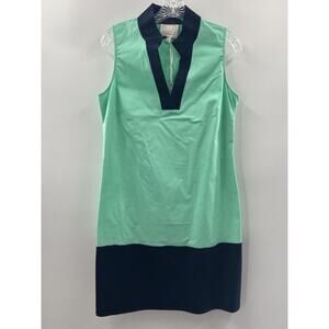 Sail To Sable Women’s Sleeveless Dress Navy Cabbage Color Block Shift Medium NWT